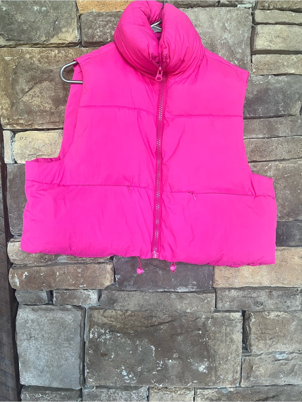 Simply Southern Hot Pink Cropped Puffer Vest Women’s XL/XXL